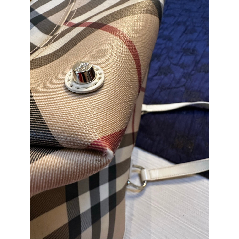 Burberry Beige & Burgundy Multi-Color Tote Bag - Picture 15 of 16